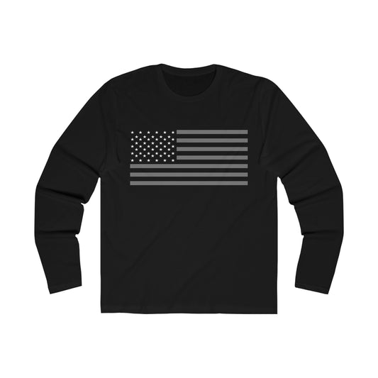 T5 Minimalist U.S.A. Flag Long Sleeve Crew Tee for Men & Women