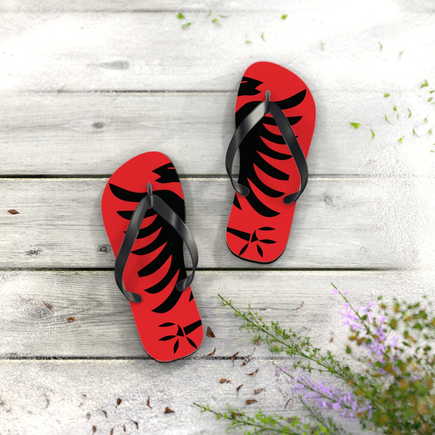 T5 Minimalist Albanian Flag Two Headed Eagle Flip-Flops for Men & Women