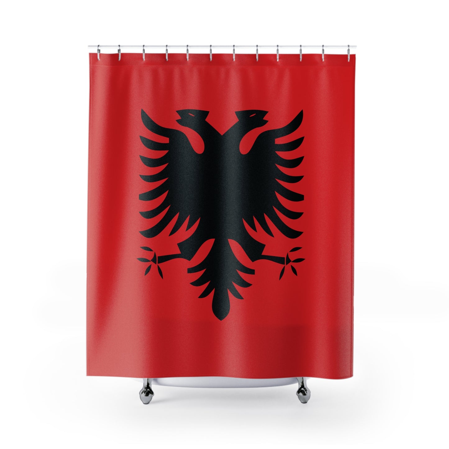 T5 Minimalist Albanian Flag Two Headed Eagle Shower Curtain