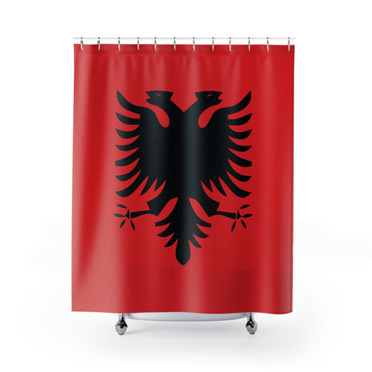 T5 Minimalist Albanian Flag Two Headed Eagle Shower Curtain