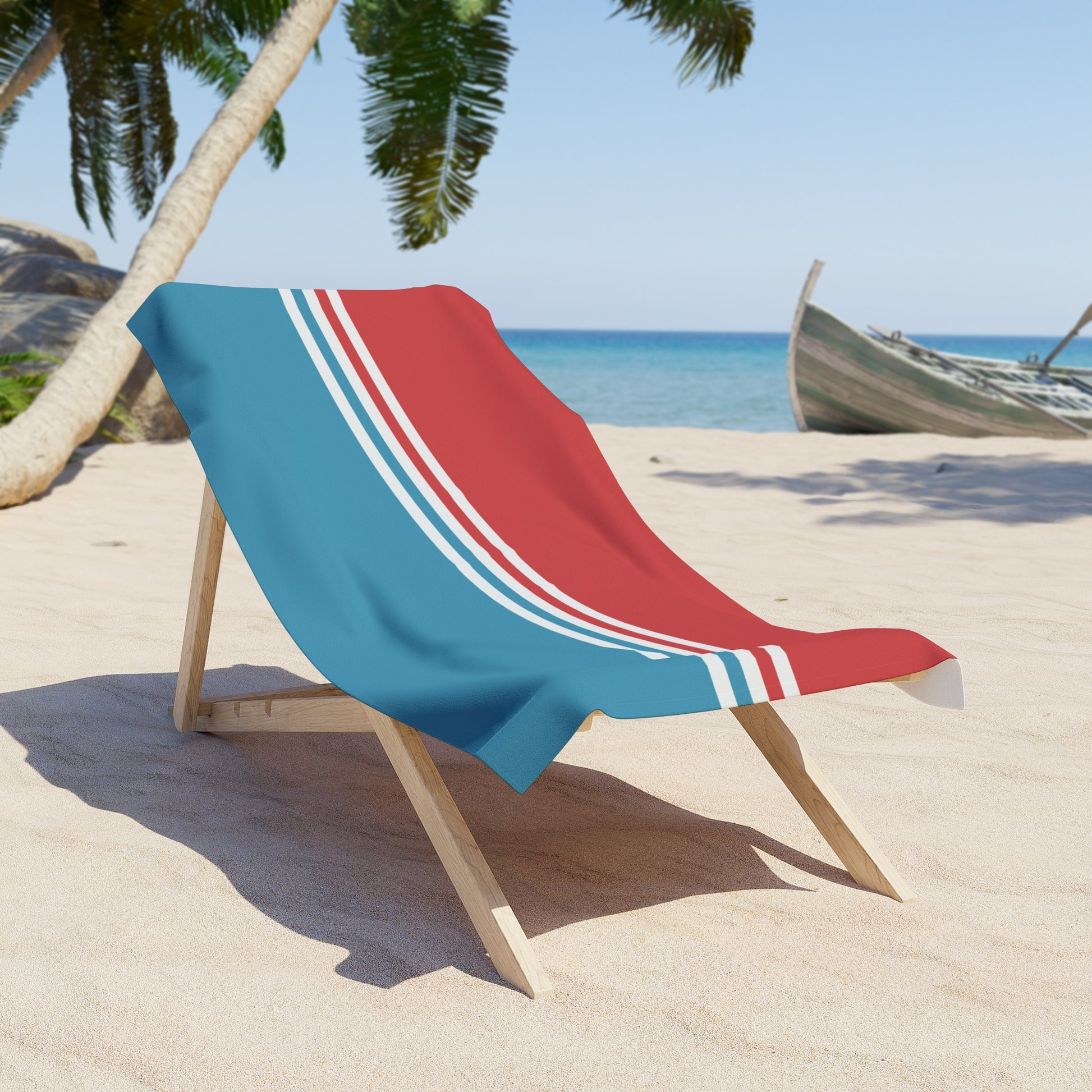 T5 Minimalist Red, White & Blue Beach Towel for Men & Women