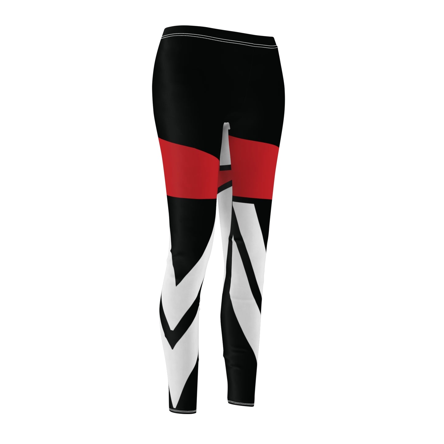 T5 Minimalist White & Red Shapes Leggings for Women