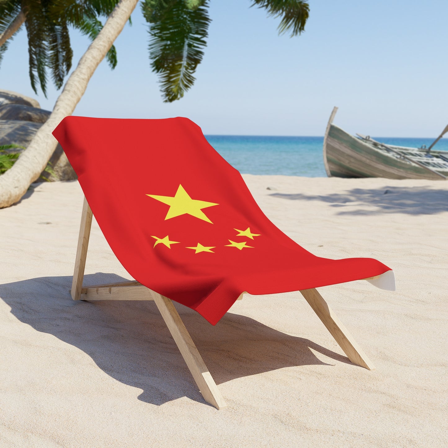 T5 Minimalist China Flag Stars Beach Towel for Men & Women