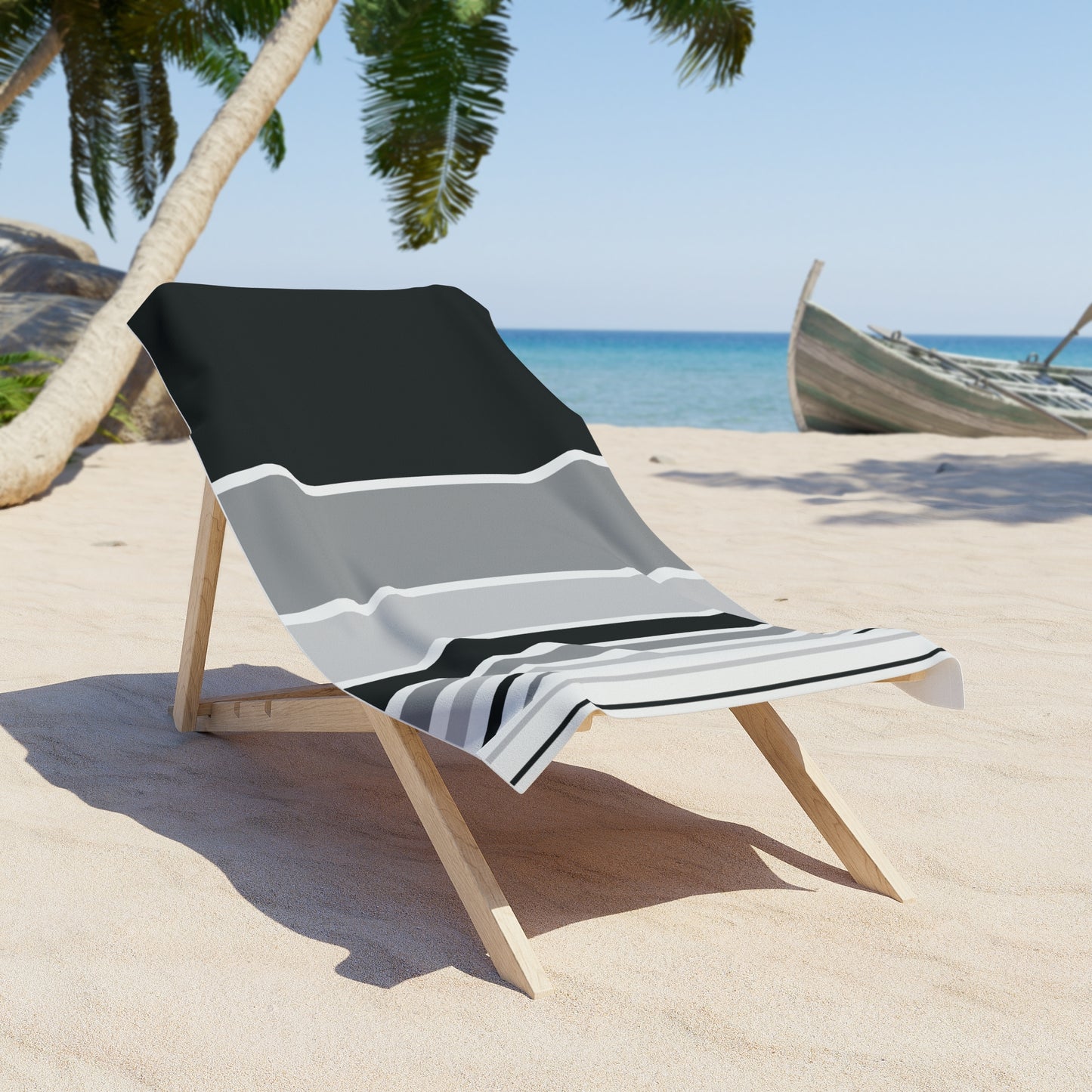 T5 Minimalist Black & Grey Bars Beach Towel for Men