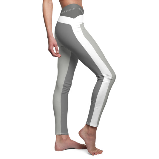 T5 Minimalist White Bars Over Grey Leggings for Women