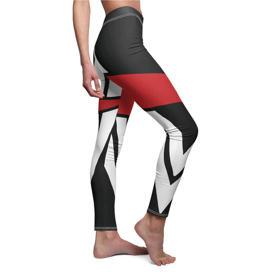 T5 Minimalist White & Red Shapes Leggings for Women