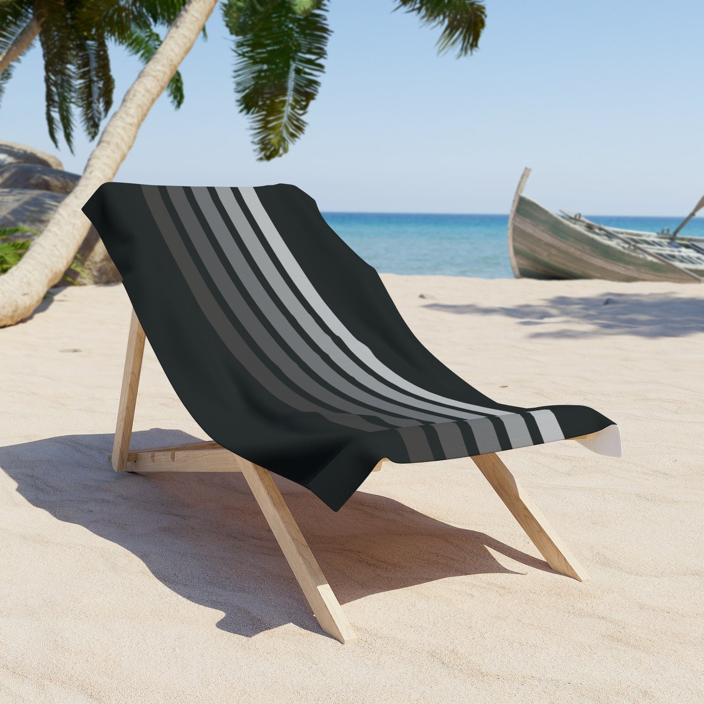 T5 Minimalist Grey Bars Beach Towel for Men