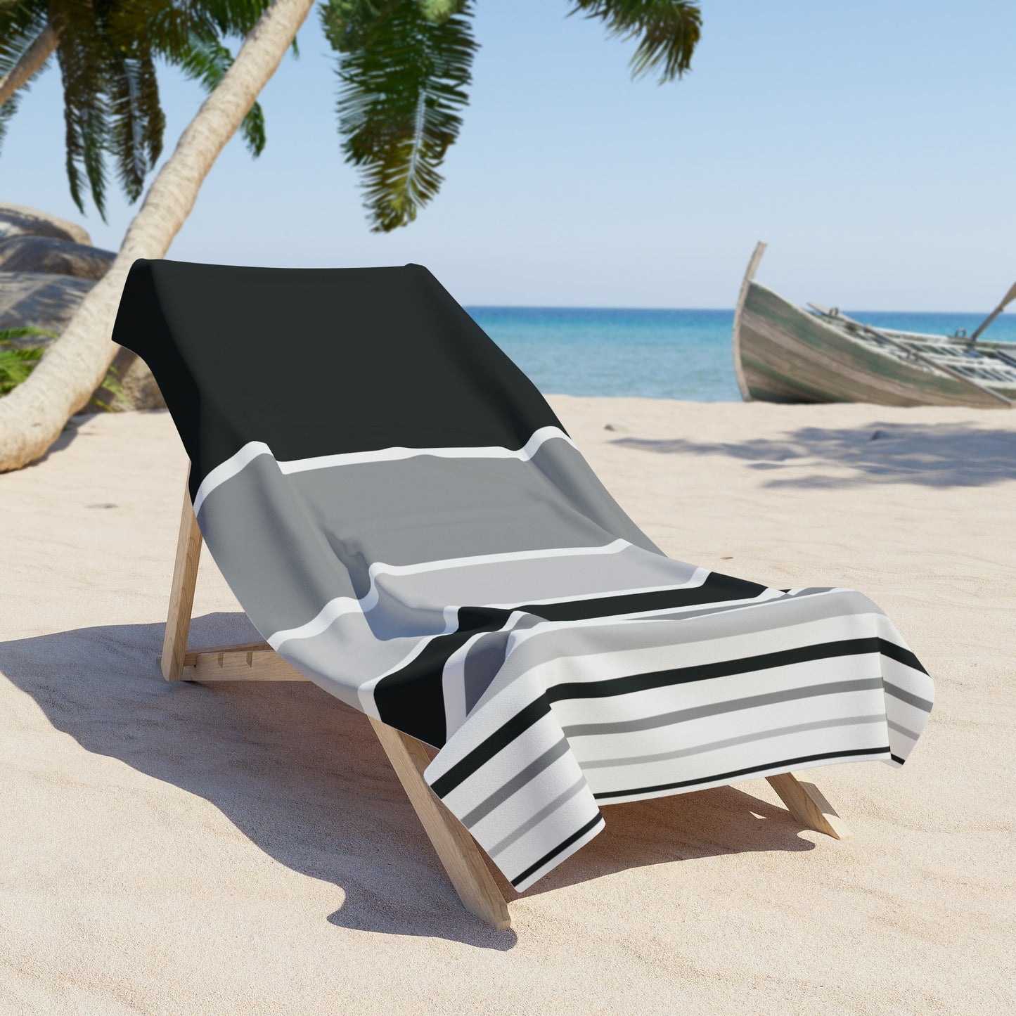 T5 Minimalist Black & Grey Bars Beach Towel for Men