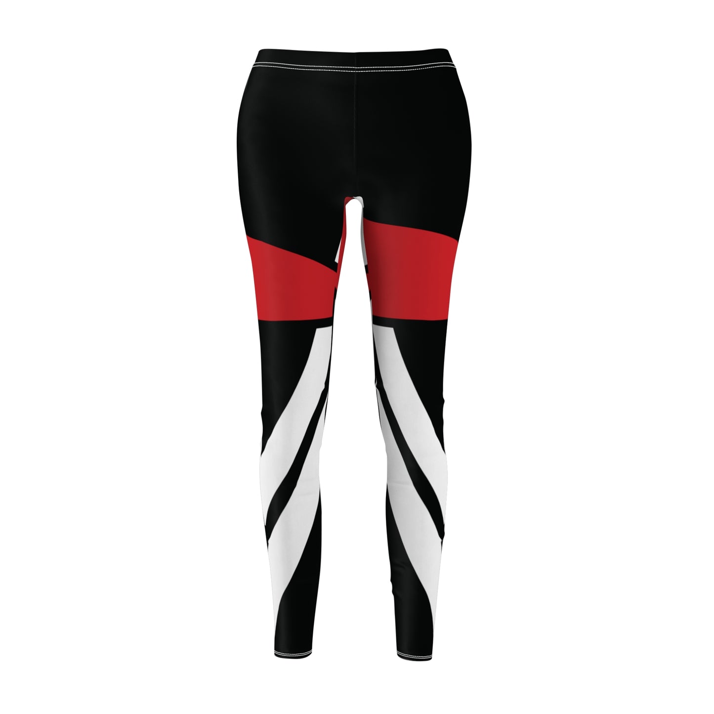 T5 Minimalist White & Red Shapes Leggings for Women