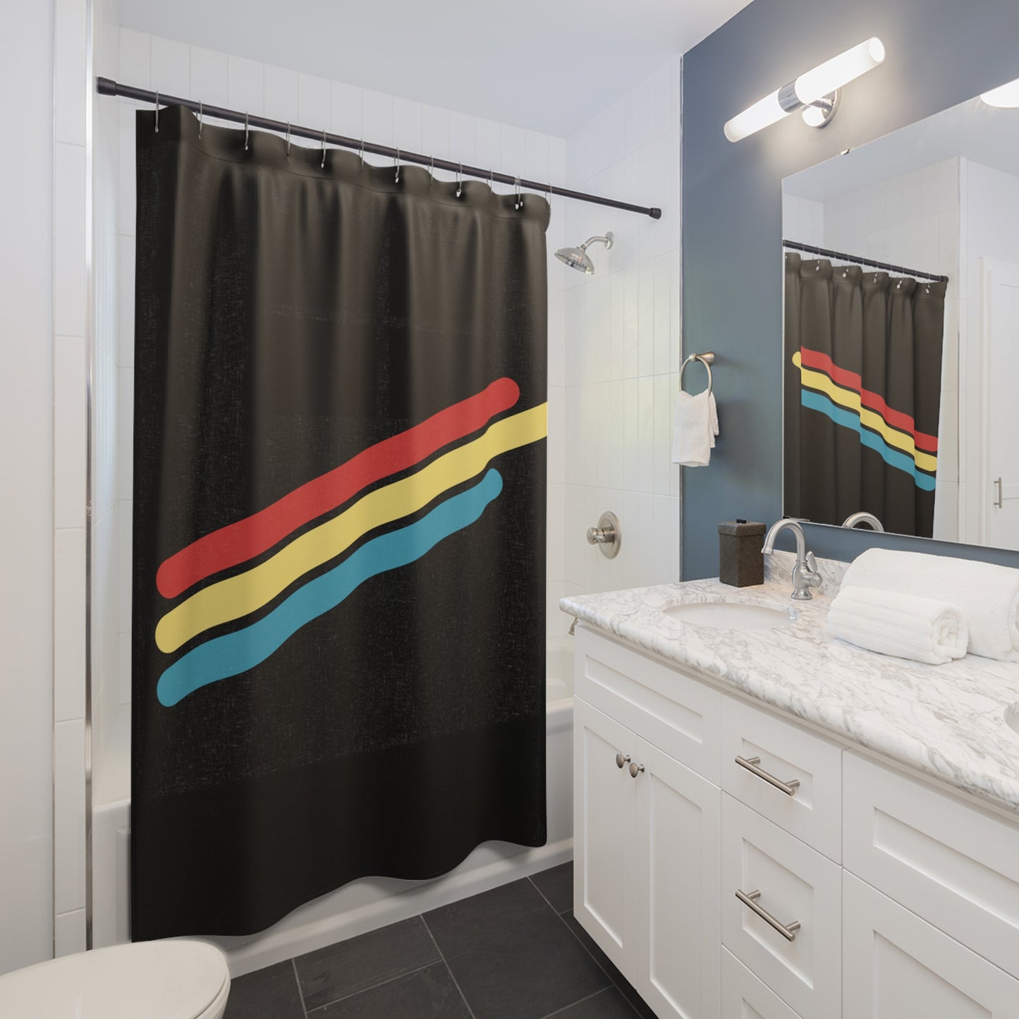 T5 Minimalist Light Bars Shower Curtain