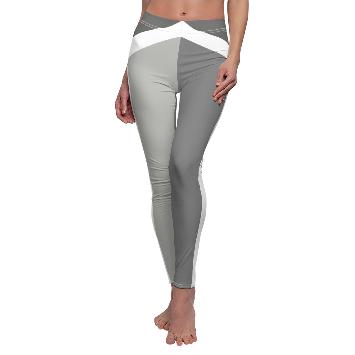 T5 Minimalist White Bars Over Grey Leggings for Women