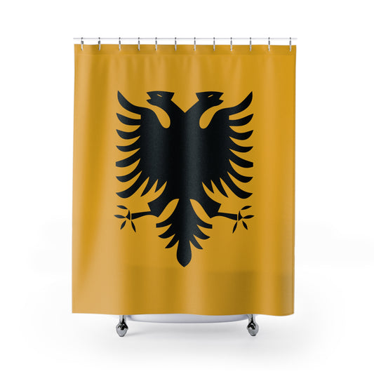 T5 Minimalist Albanian Flag Two Headed Eagle Shower Curtain