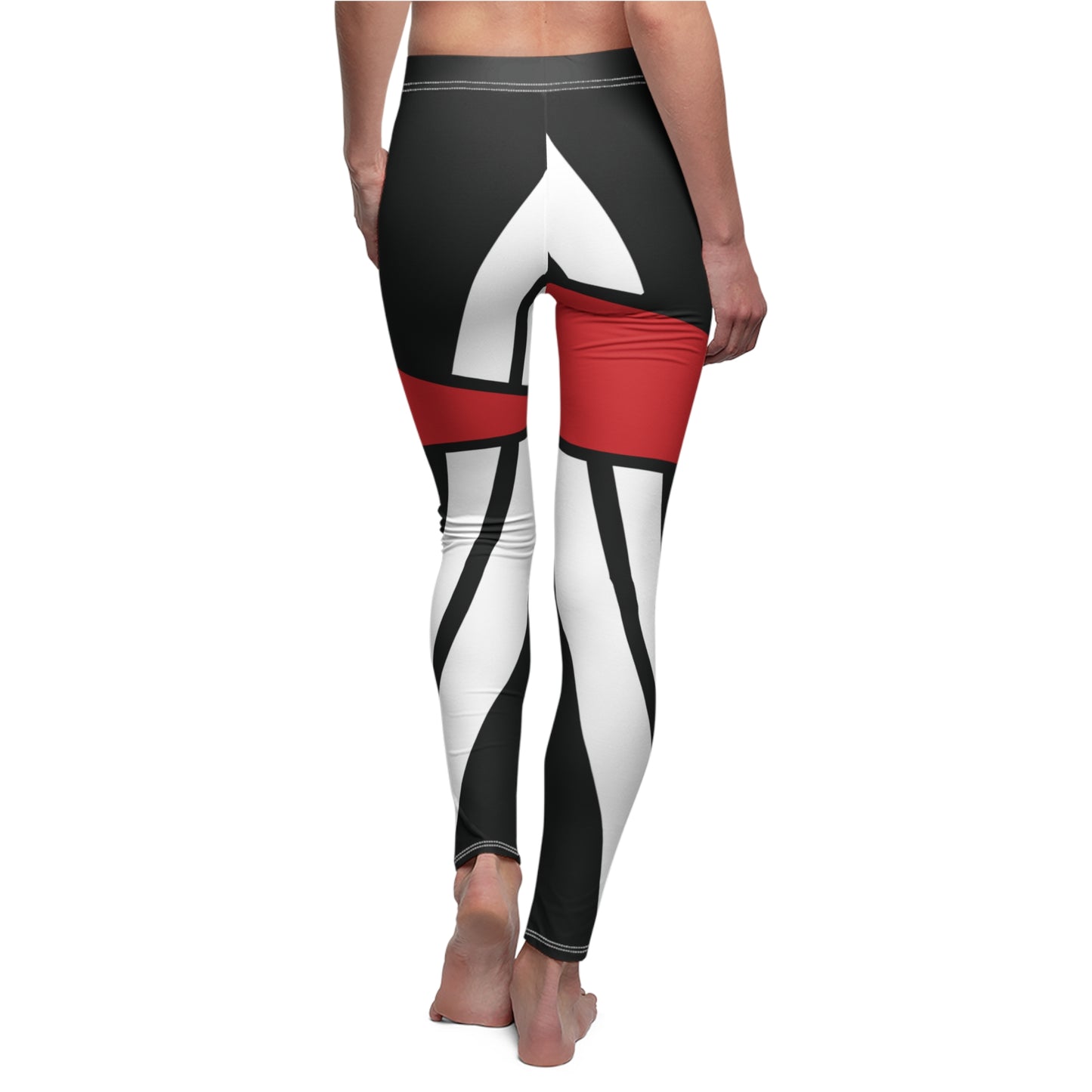 T5 Minimalist White & Red Shapes Leggings for Women