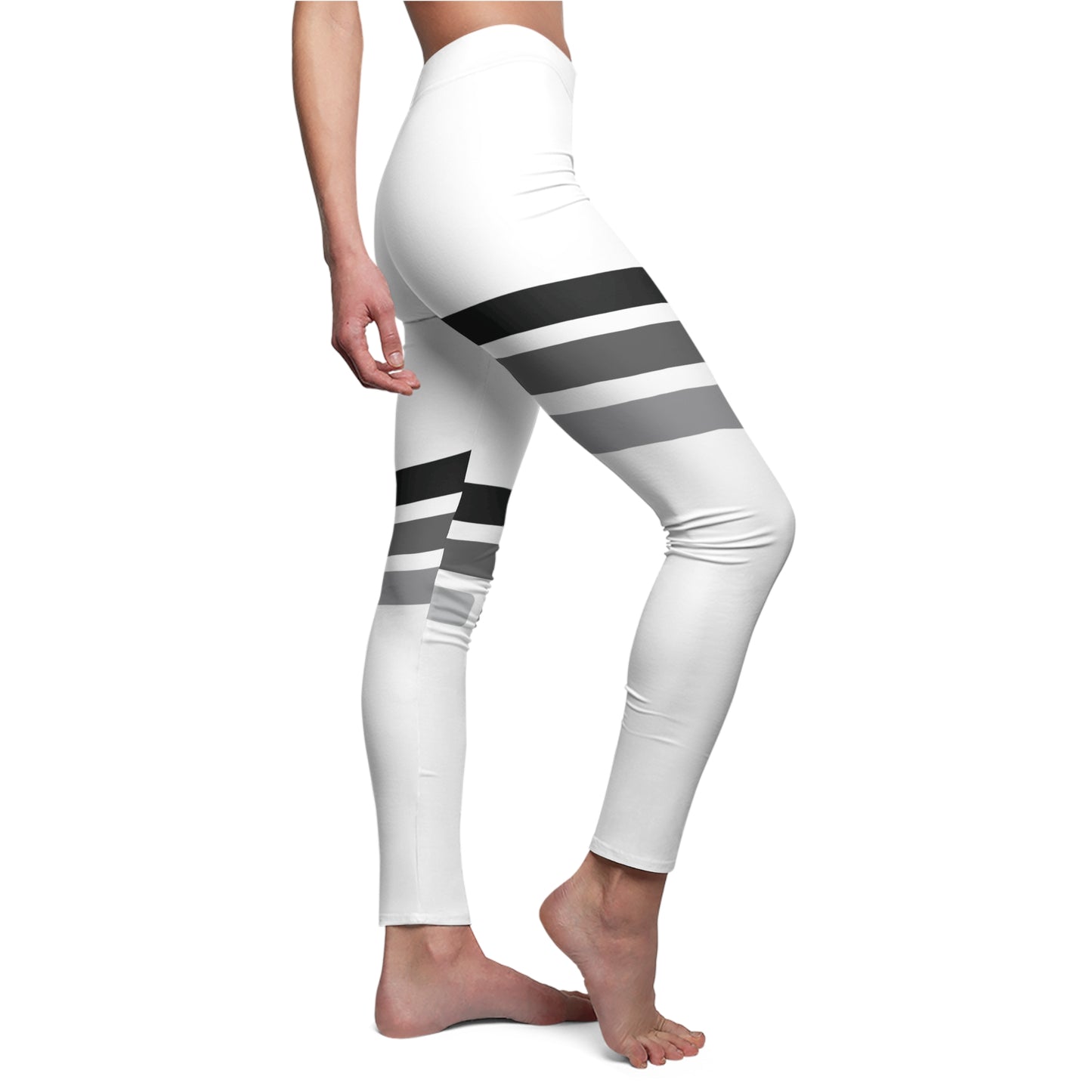 T5 Minimalist Black & Grey Bars Leggings for Women