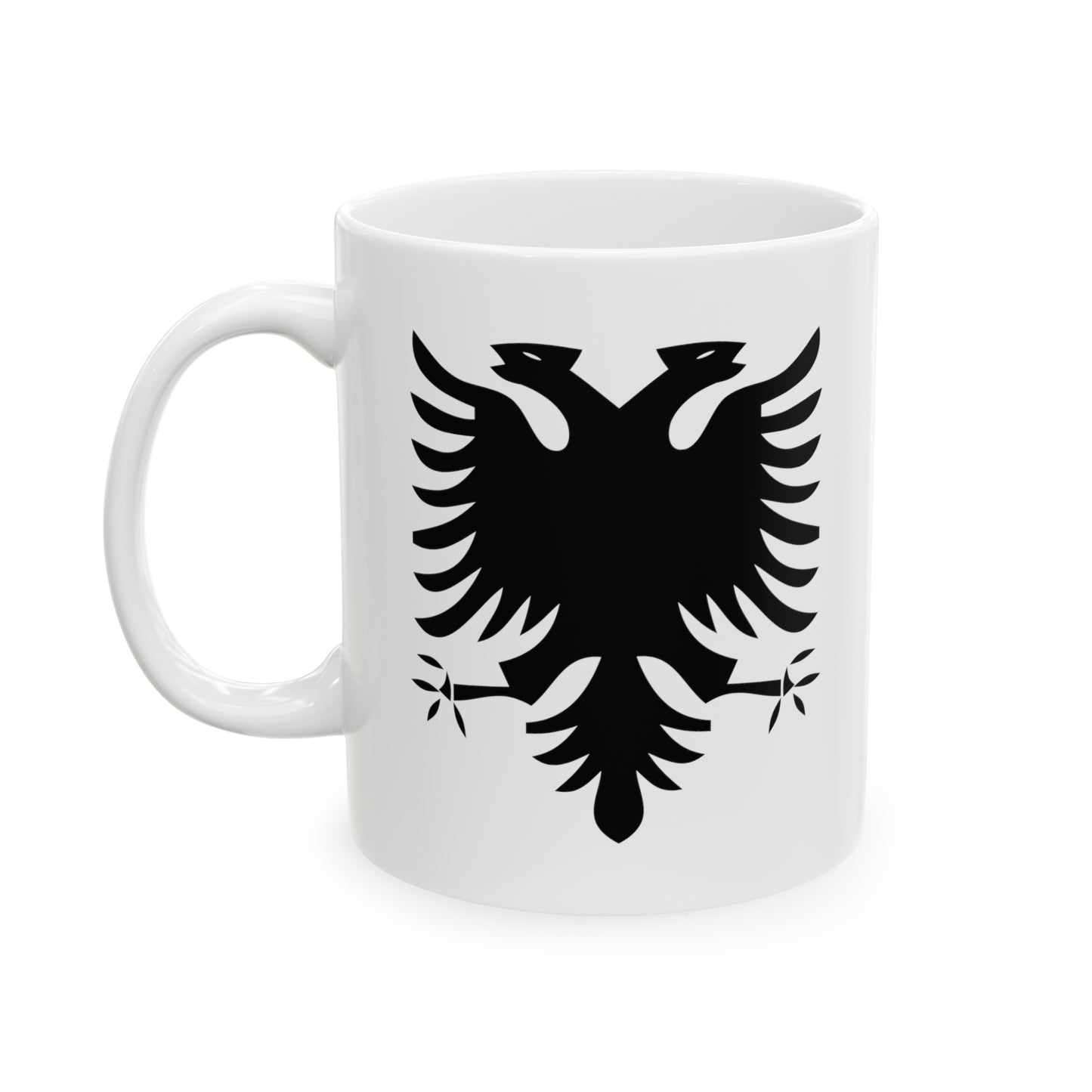 T5 Minimalist Albanian Flag Two Headed Eagle Ceramic Coffee Mug