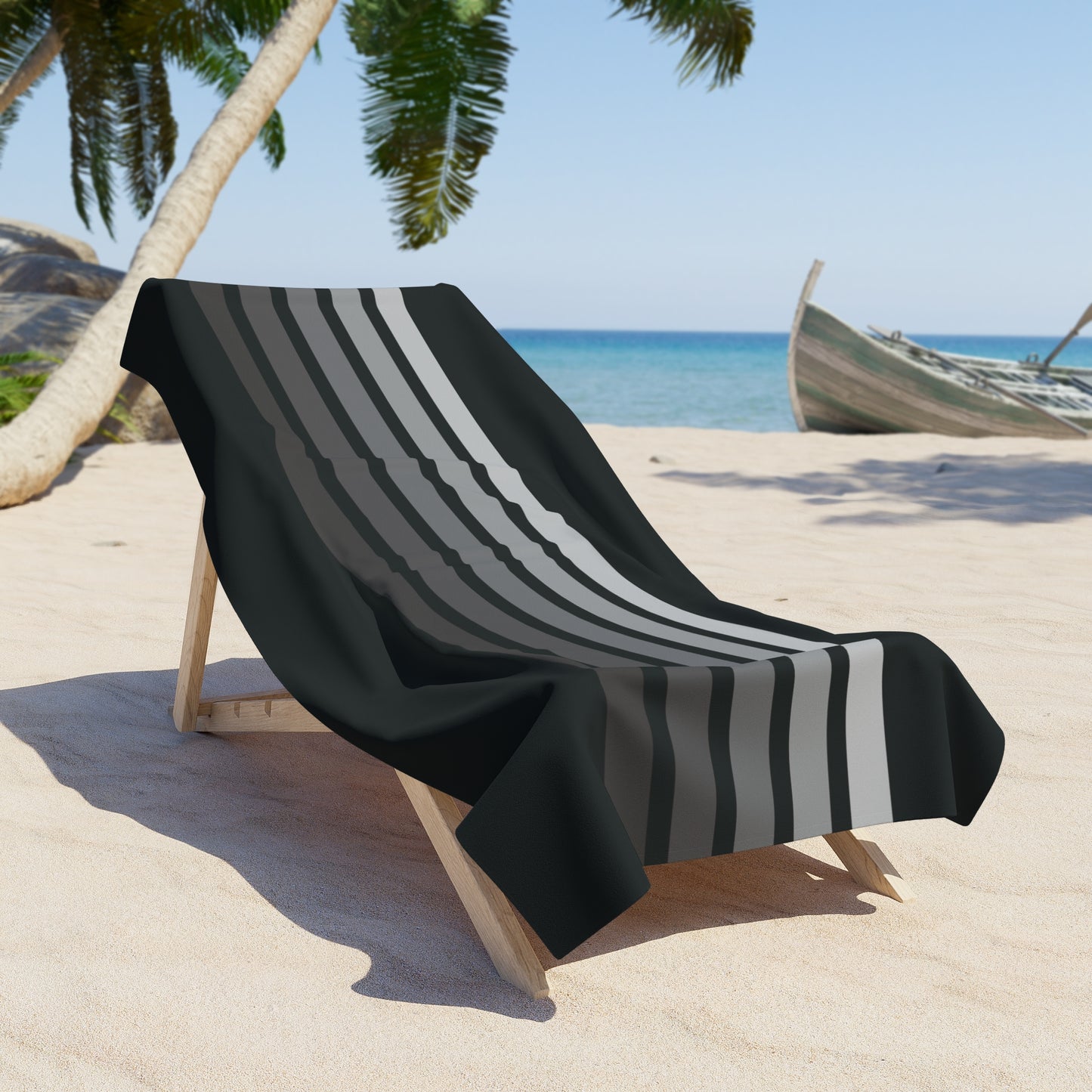 T5 Minimalist Grey Bars Beach Towel for Men