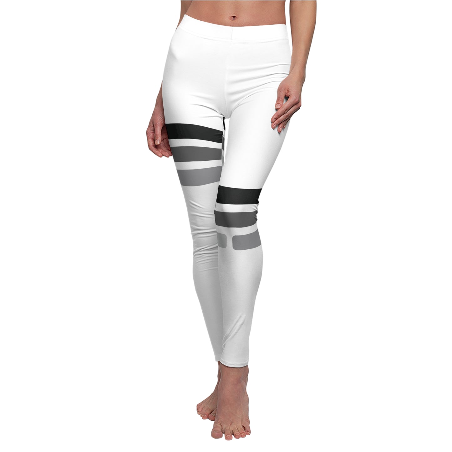 T5 Minimalist Black & Grey Bars Leggings for Women