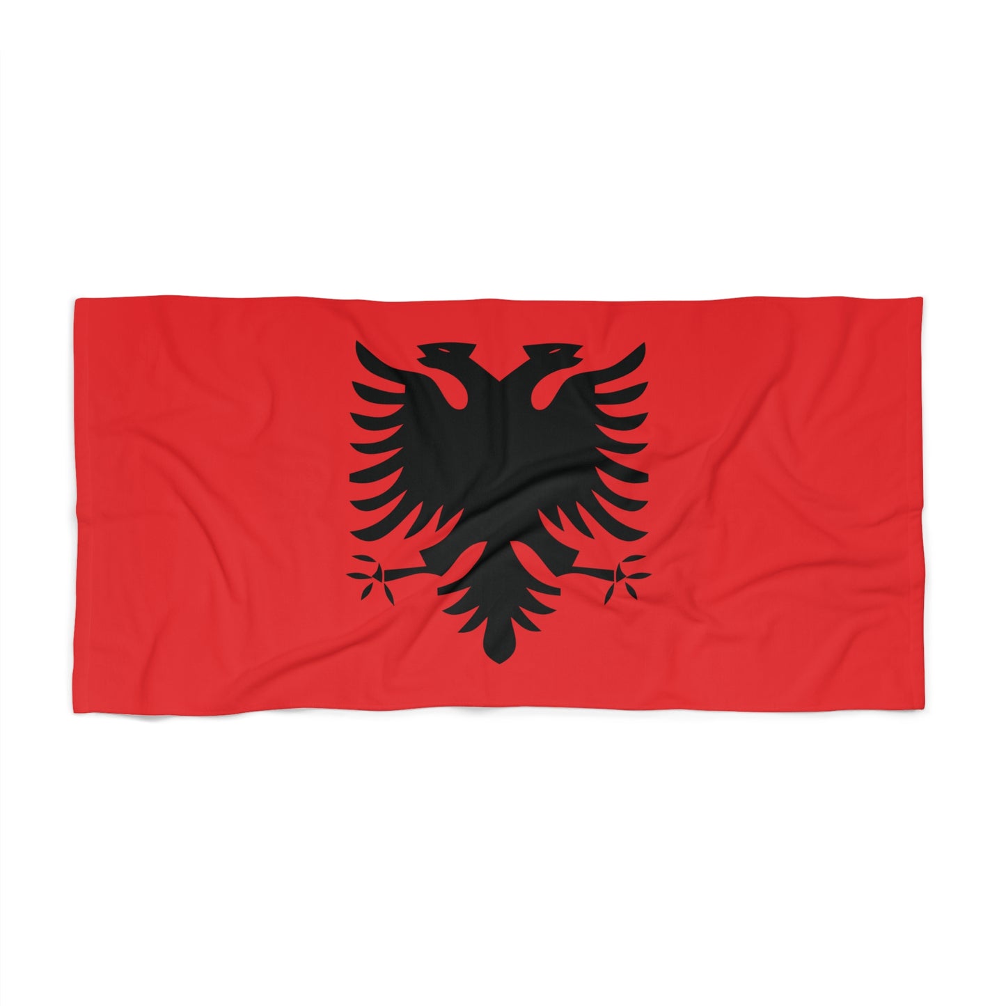 T5 Minimalist Albanian Flag Two Headed Eagle Beach Towel for Men & Women