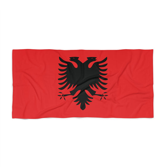 T5 Minimalist Albanian Flag Two Headed Eagle Beach Towel for Men & Women