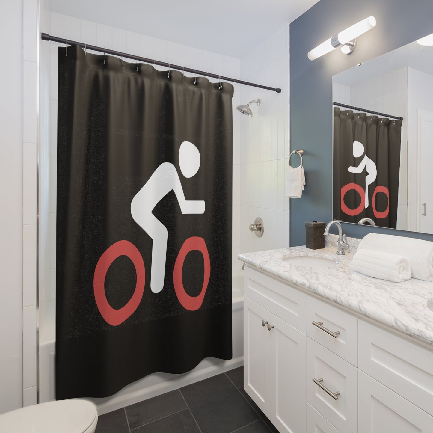 T5 Minimalist Cycling Sign Shower Curtain