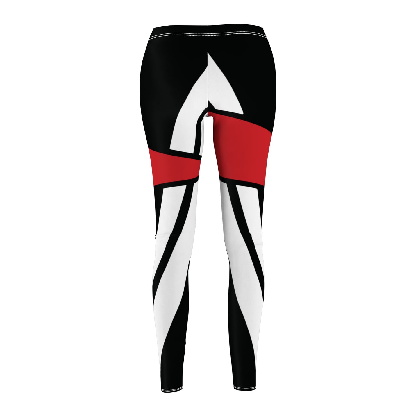 T5 Minimalist White & Red Shapes Leggings for Women