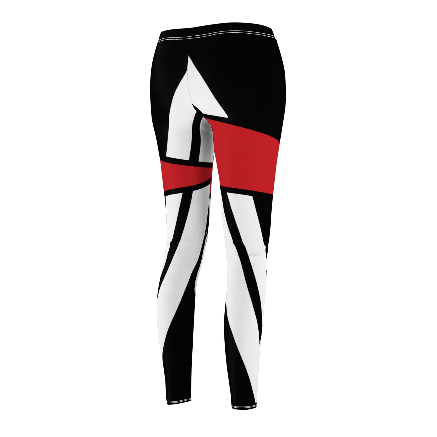 T5 Minimalist White & Red Shapes Leggings for Women