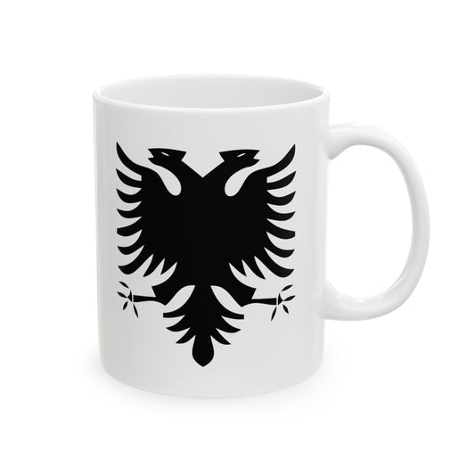 T5 Minimalist Albanian Flag Two Headed Eagle Ceramic Coffee Mug