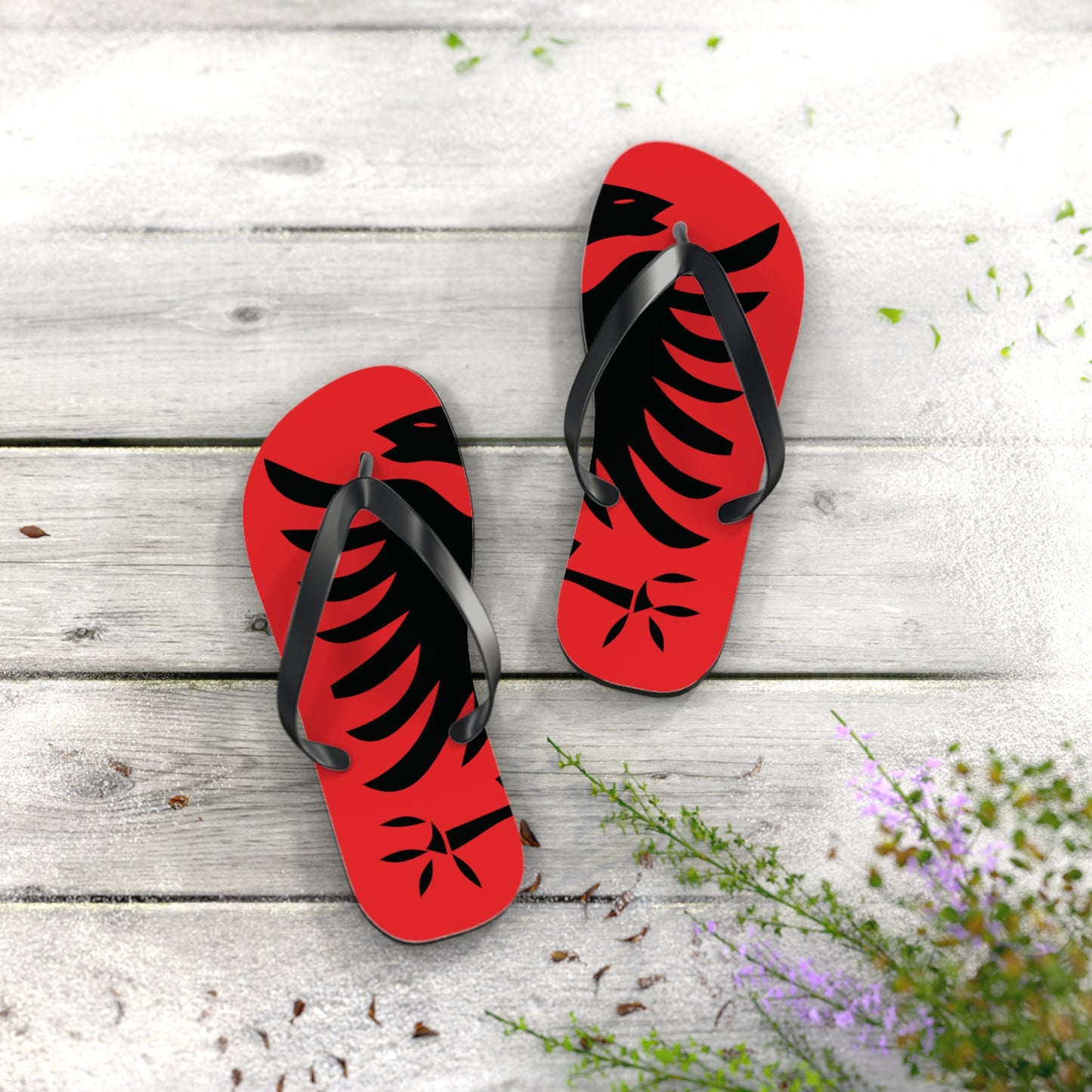 T5 Minimalist Albanian Flag Two Headed Eagle Flip-Flops for Men & Women